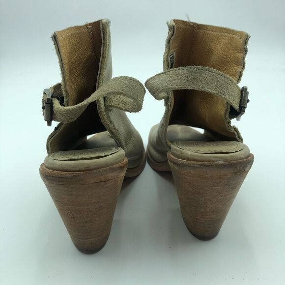 Frye Izzy Artisan Leather Cream Gray Open Toe heel Sling Sandals Women’s Size 7B - Picture 7 of 12